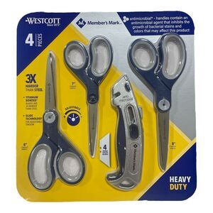 Member's Mark Heavy Duty Scissor & Box Cutter, 4 Piece Set